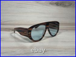 Tom Ford Bronson Striped Brown With Blue Lens Sunglasses FT 1044 Ships Now