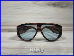 Tom Ford Bronson Striped Brown With Blue Lens Sunglasses FT 1044 Ships Now