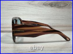 Tom Ford Bronson Striped Brown With Blue Lens Sunglasses FT 1044 Ships Now