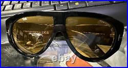Tom Ford Bronson Sunglasses FT1044-01E-60 Shiny Black Frame Brown Lenses