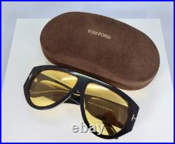 Tom Ford Bronson TF1044 01E 60mm Aviator Sunglasses in Black with Yellow Lens