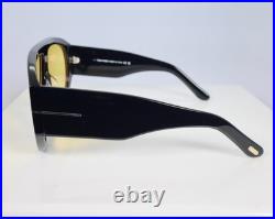 Tom Ford Bronson TF1044 01E 60mm Aviator Sunglasses in Black with Yellow Lens