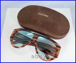Tom Ford Bronson TF1044 56V 60mm Aviator Sunglasses in Havana with Blue Lens