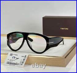 Tom Ford Bronson TF1044 60 12-140 Unisex Sunglasses Shiny Black Frame Clear Lens