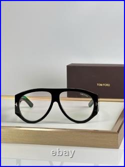 Tom Ford Bronson TF1044 60 12-140 Unisex Sunglasses Shiny Black Frame Clear Lens