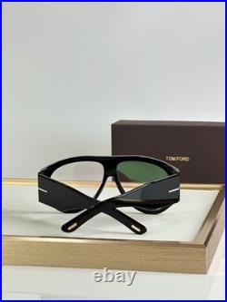 Tom Ford Bronson TF1044 60 12-140 Unisex Sunglasses Shiny Black Frame Clear Lens