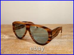 Tom Ford Bronson TF1044 Oversized Aviator Sunglasses 60mm Brown Stripe/Blue Lens