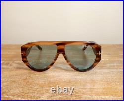 Tom Ford Bronson TF1044 Oversized Aviator Sunglasses 60mm Brown Stripe/Blue Lens