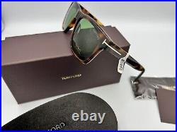 Tom Ford Buckley-02 FT0906 53N 56-17 145mm Brown Square Sunglasses with Green