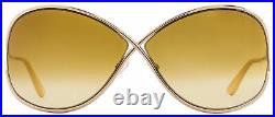Tom Ford Butterfly Sunglasses TF130 Miranda 28F Gold/Ivory 68mm FT0130