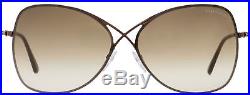 Tom Ford Butterfly Sunglasses TF250 Colette 48F Shiny Dark Brown FT0250