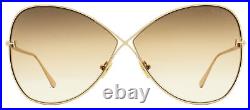 Tom Ford Butterfly Sunglasses TF842 Nickie 28F Gold 66mm FT0842