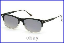 Tom Ford Caleb TF813 55mm Titanium Rectangular Sunglasses Black / Gradient Smoke