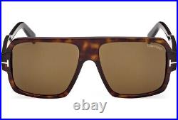 Tom Ford Camden Square Sunglasses FT0933-52J-58 Dark Havana Frame Roviex Lenses