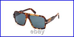 Tom Ford Camden Square Sunglasses FT0933-53V-58 Blonde Havana Frame Blue Lenses