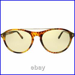 Tom Ford Cameron TF 556 55E Light Havana Plastic Round Sunglasses Brown Lens