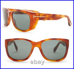 Tom Ford Carson 56mm Square Sunglasses TF441 53N Blond Havana / Green Italy