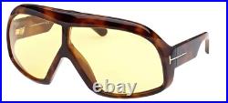 Tom Ford Cassius FT 0965 965 52E Sunglasses Dark Havana Brown Yellow Lens New