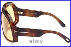 Tom Ford Cassius FT 0965 965 52E Sunglasses Dark Havana Brown Yellow Lens New