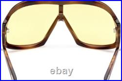 Tom Ford Cassius FT 0965 965 52E Sunglasses Dark Havana Brown Yellow Lens New