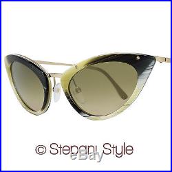 Tom Ford Cat-Eye Sunglasses TF349 Grace 64J Shiny Horn/Gold 349