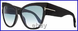 Tom Ford Cateye Sunglasses TF371 Anoushka 01B Shiny Black 57mm FT0371