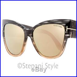Tom Ford Cateye Sunglasses TF371 Anoushka 20G Gray Melange/Peach 57mm FT0371
