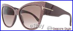 Tom Ford Cateye Sunglasses TF371 Anoushka 50F Iridescent Chalkstripe Brown FT371