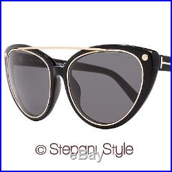 Tom Ford Cateye Sunglasses TF384 Edita 01A Shiny Black/Gold FT0384