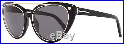 Tom Ford Cateye Sunglasses TF384 Edita 01A Shiny Black/Gold FT0384