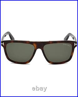 Tom Ford Cecilio-02 Sunglasses Shiny Dark Havana Frame, Green Lenses