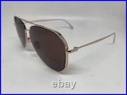 Tom Ford Charles-02 TF853 28E Gold Brown Aviator Sunglasses 60-13-145mm