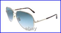 Tom Ford Clark Tf 823 28p Aviator Metal Gold Sunglasses With Blue Gradient Lens