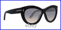 Tom Ford Diane 02 TF 0577 01B Black Sunglasses Gradient Smoke Lens Size 56
