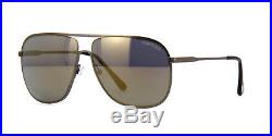 Tom Ford Dominic Aviator Sunglasses Gunmetal Grey Smoke Gold Mirror Ft 0451 09c
