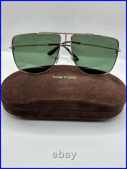 Tom Ford ELIOTT-02 FT1307 Rose Gold/Green (28N) Sunglasses Brand New Authentic