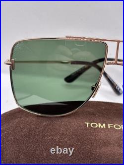 Tom Ford ELIOTT-02 FT1307 Rose Gold/Green (28N) Sunglasses Brand New Authentic
