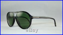 Tom Ford Edison TF 443 FT0443 01N BLACK Aviator Sunglasses Green Lens Size 58