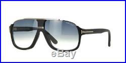 Tom Ford Elliot TF 335 02W Matte Black Sunglasses Blue Gradient Lens Size 60
