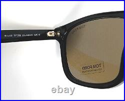 Tom Ford Eric-02 TF595 01J 55mm Square Sunglasses Shiny Black / Roviex Italy