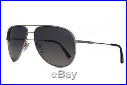 Tom Ford Erin Polarized Aviator Sunglasses Matte Palladium Smoke Grey 0466 17d