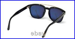 Tom Ford FT 0516 516 01A Black Gold Blue Lens Sunglasses 54mm New Authentic