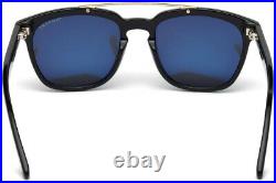Tom Ford FT 0516 516 01A Black Gold Blue Lens Sunglasses 54mm New Authentic