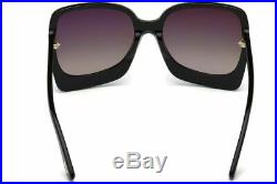 Tom Ford FT 0618 01K EMANUELLA Shiny Black Sunglasses with Brown Gradient Lenses