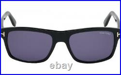 Tom Ford FT 0678 01V Shiny Black/ Blue Lens Sunglasses 58mm New Authentic 58mm