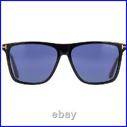 Tom Ford FT 0832 01V Black Acetate Pilot Sunglasses Blue Solid Color Lens