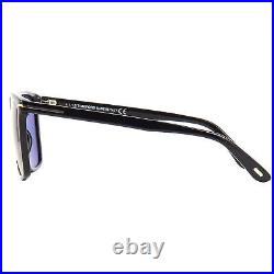 Tom Ford FT 0832 01V Black Acetate Pilot Sunglasses Blue Solid Color Lens