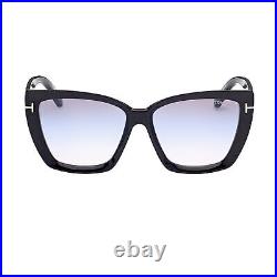 Tom Ford FT 0920 01B Black Plastic Square Sunglasses Blue Gradient Lens