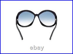 Tom Ford FT 1010 01B Annabelle Shiny Black Grey Gradient Lens Sunglasses 62mm