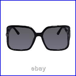 Tom Ford FT 1089 01C Black Plastic Butterfly Sunglasses Smoke Mirror Lens